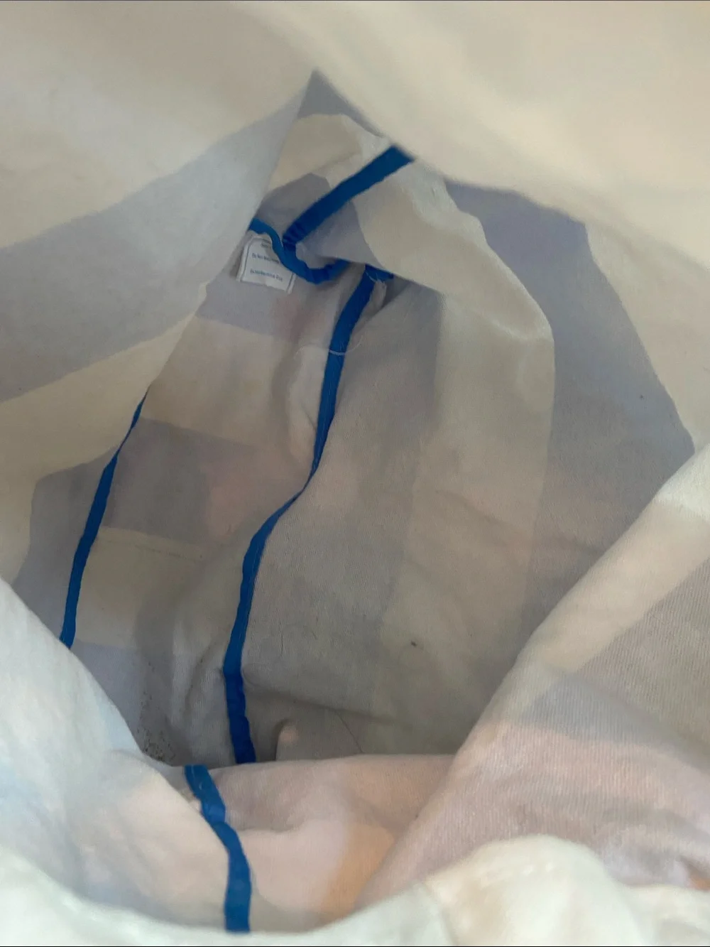 Canvas Nautical Stripe Tote Bag with Starfish Accent - Blue & White.  Cotton.